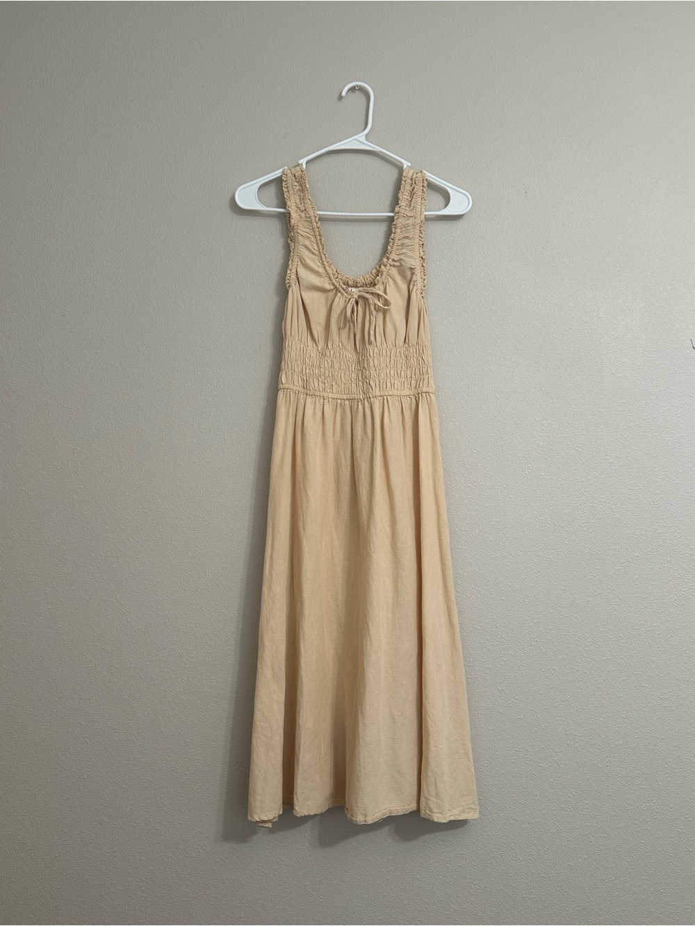 Bila Cream Midi Dress with Smocked Waist